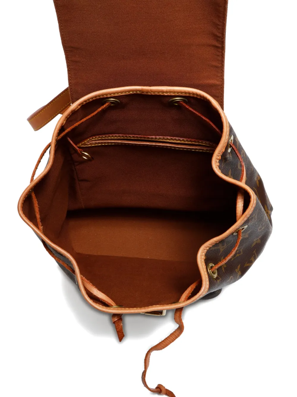 Pre-owned Louis Vuitton 1990 Montsouris Mm Monogram Backpack In Brown