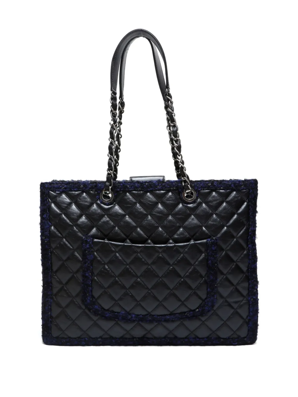 CHANEL Pre-Owned 2014-2015 matelassé shopper met tweed detail - Zwart