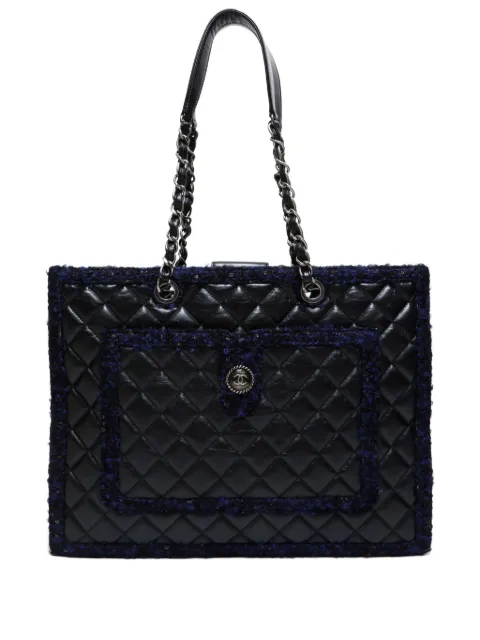 CHANEL Pre-Owned  2014-2015 Matelassé-Tote Bag mit Tweed-Detail