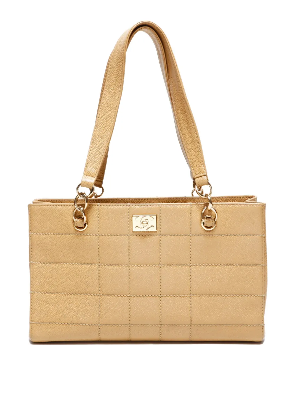 Pre-owned Chanel 2000-2002 Chocolate Bar Quilted Shoulder Bag In Neutral