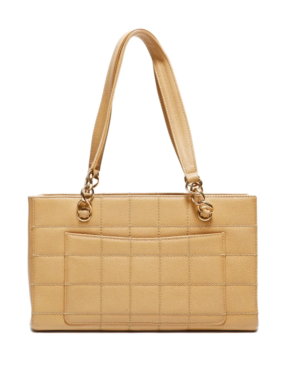 Pre-owned Chanel 2000-2002 Chocolate Bar Quilted Shoulder Bag In Neutral