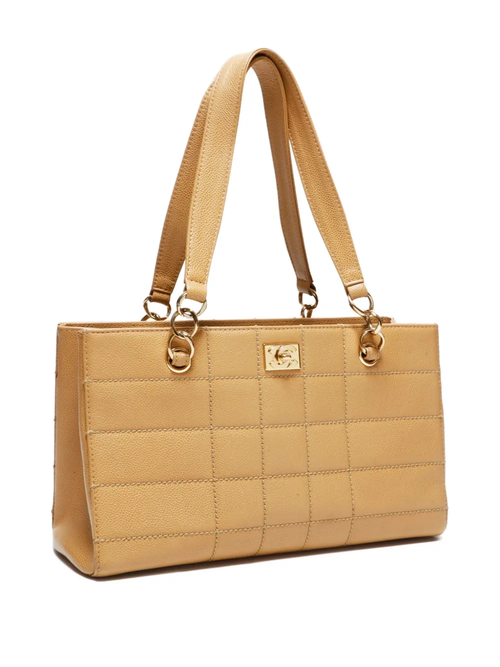 Pre-owned Chanel 2000-2002 Chocolate Bar Quilted Shoulder Bag In Neutral