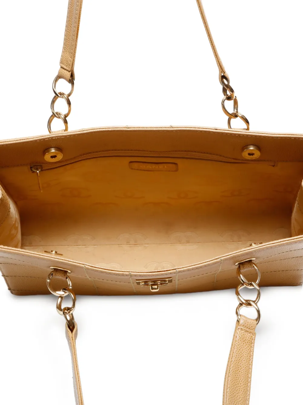 Pre-owned Chanel 2000-2002 Chocolate Bar Quilted Shoulder Bag In Neutral