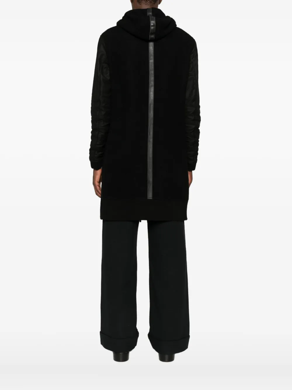 Layer Zero Stripe-detail Hooded Coat In Black