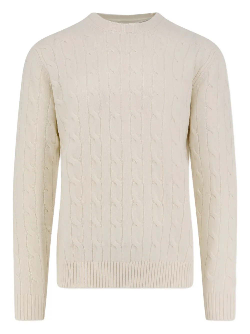 Mc2 Saint Barth Cable-knit Wool Sweater In Neutral