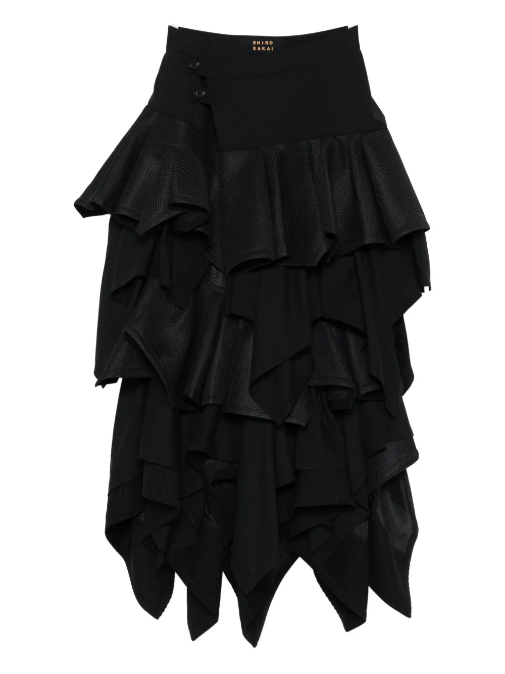 Shiro Sakai Ruffled Button-fastening Skirt In Black