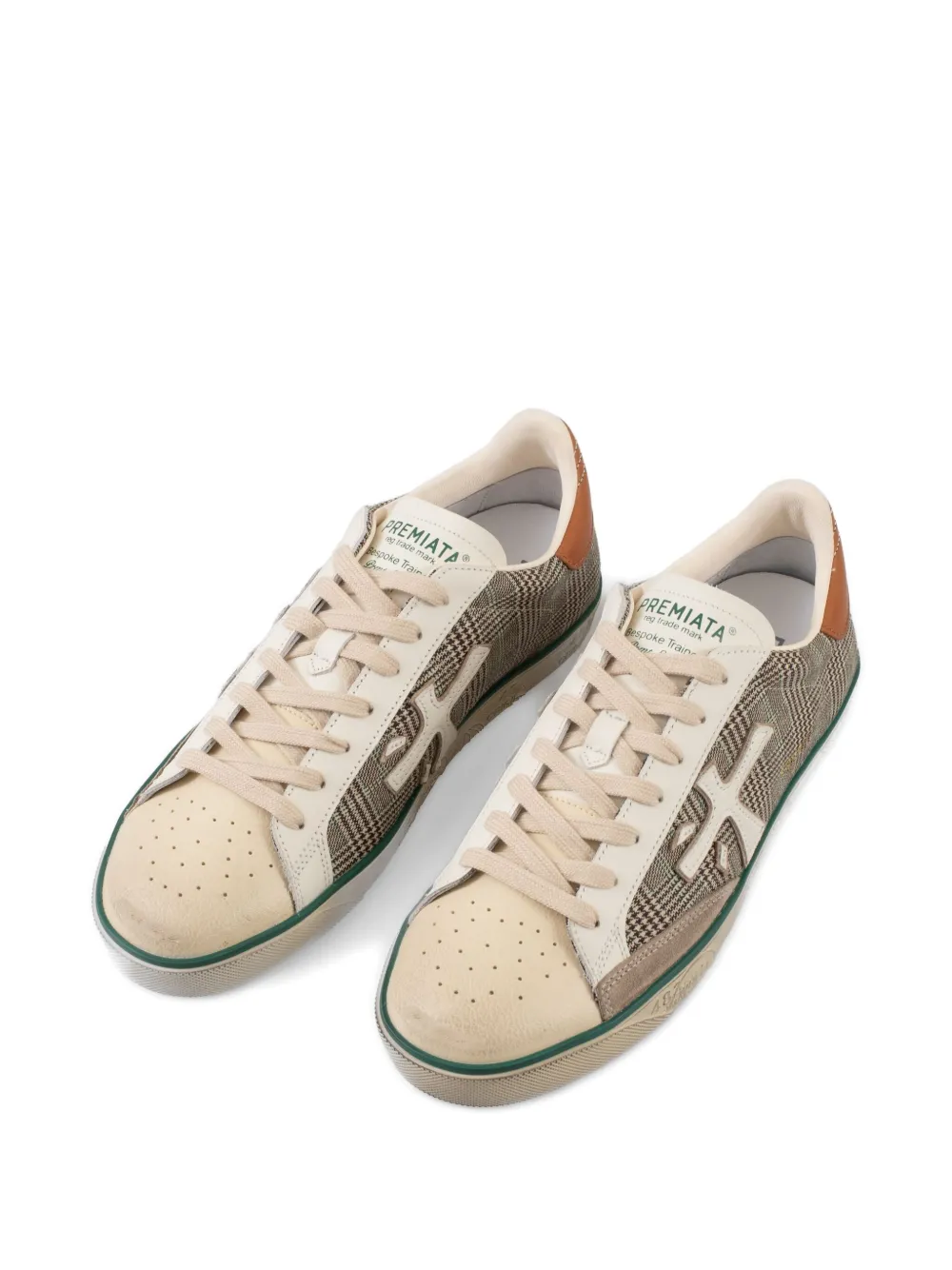 Premiata Steven 7710 geruite sneakers met applicatie Beige