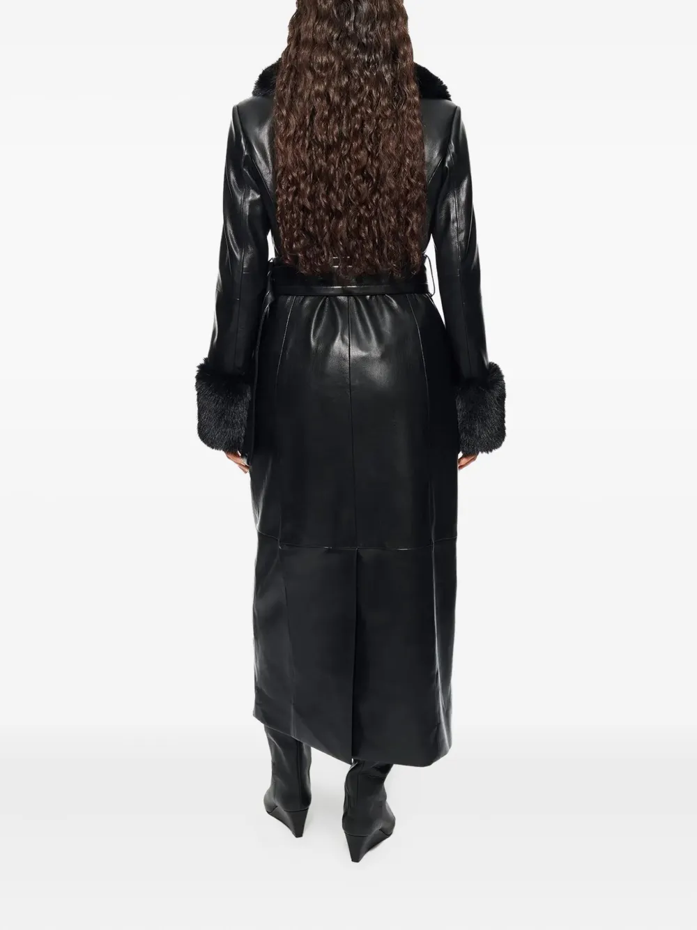 Stand Studio Long Coat In Black And Natural In Black