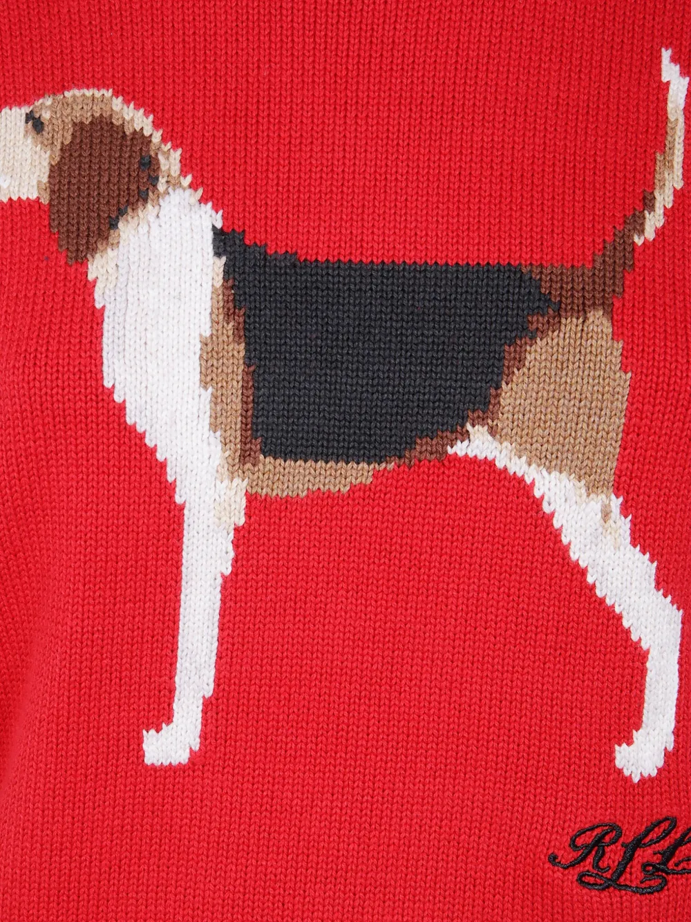 Ralph Lauren Intarsia-knit Foxhound Cotton Sweater In Red