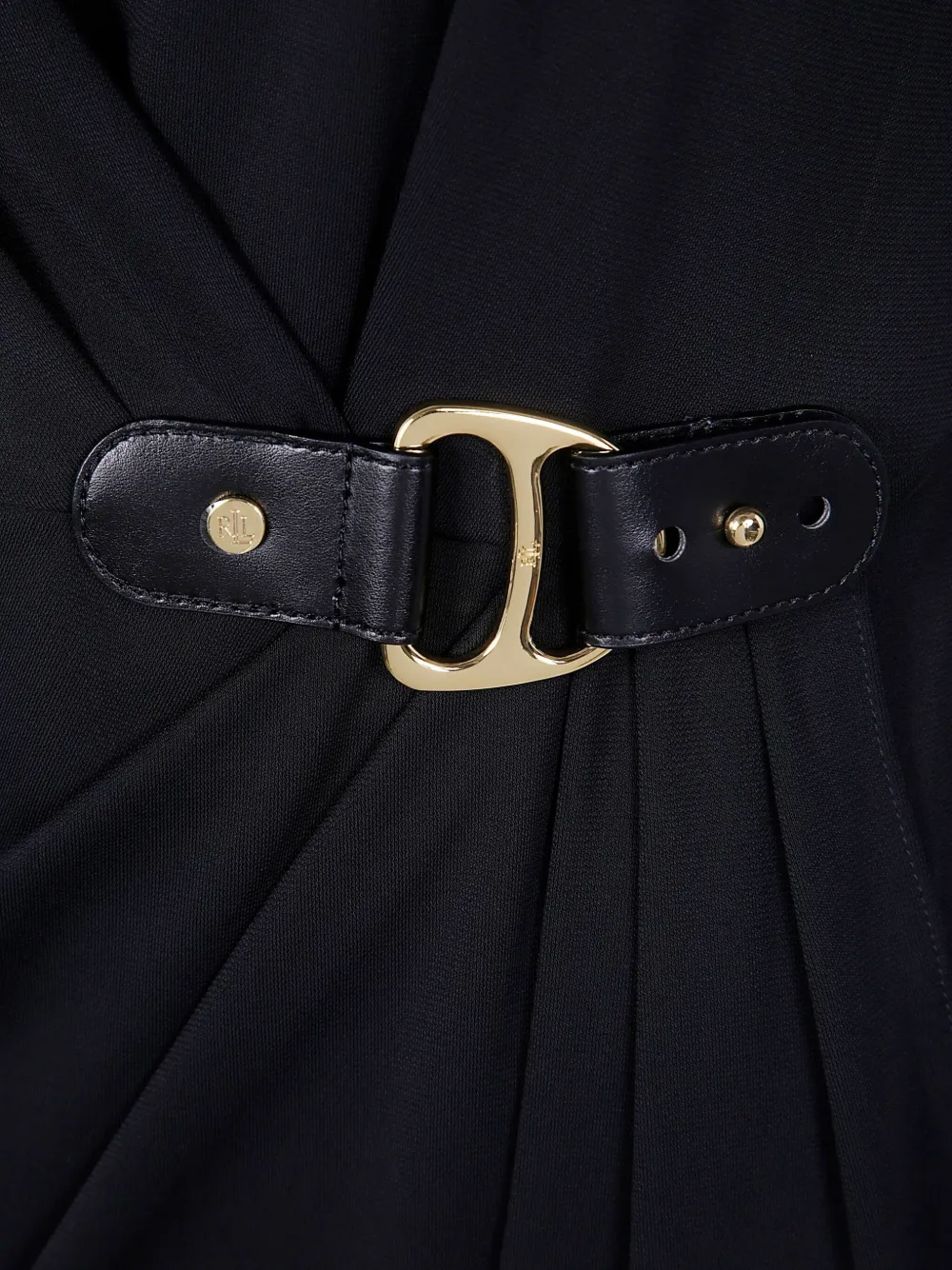 Lauren Ralph Lauren Gedrapeerde jurk met gespdetail Zwart