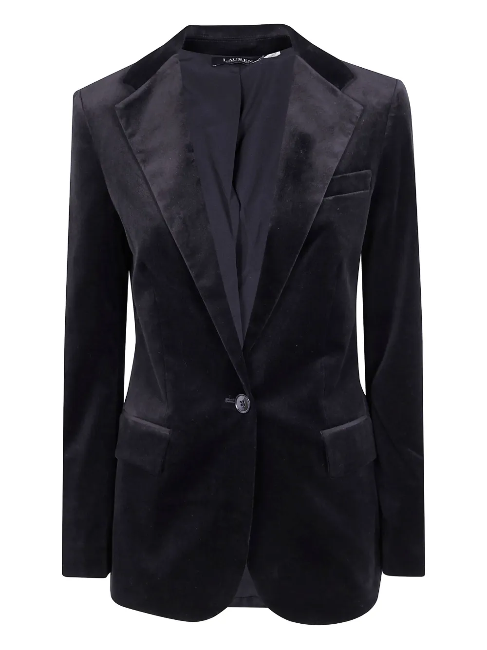 Ralph Lauren Velvet Single-breasted Blazer In Blue