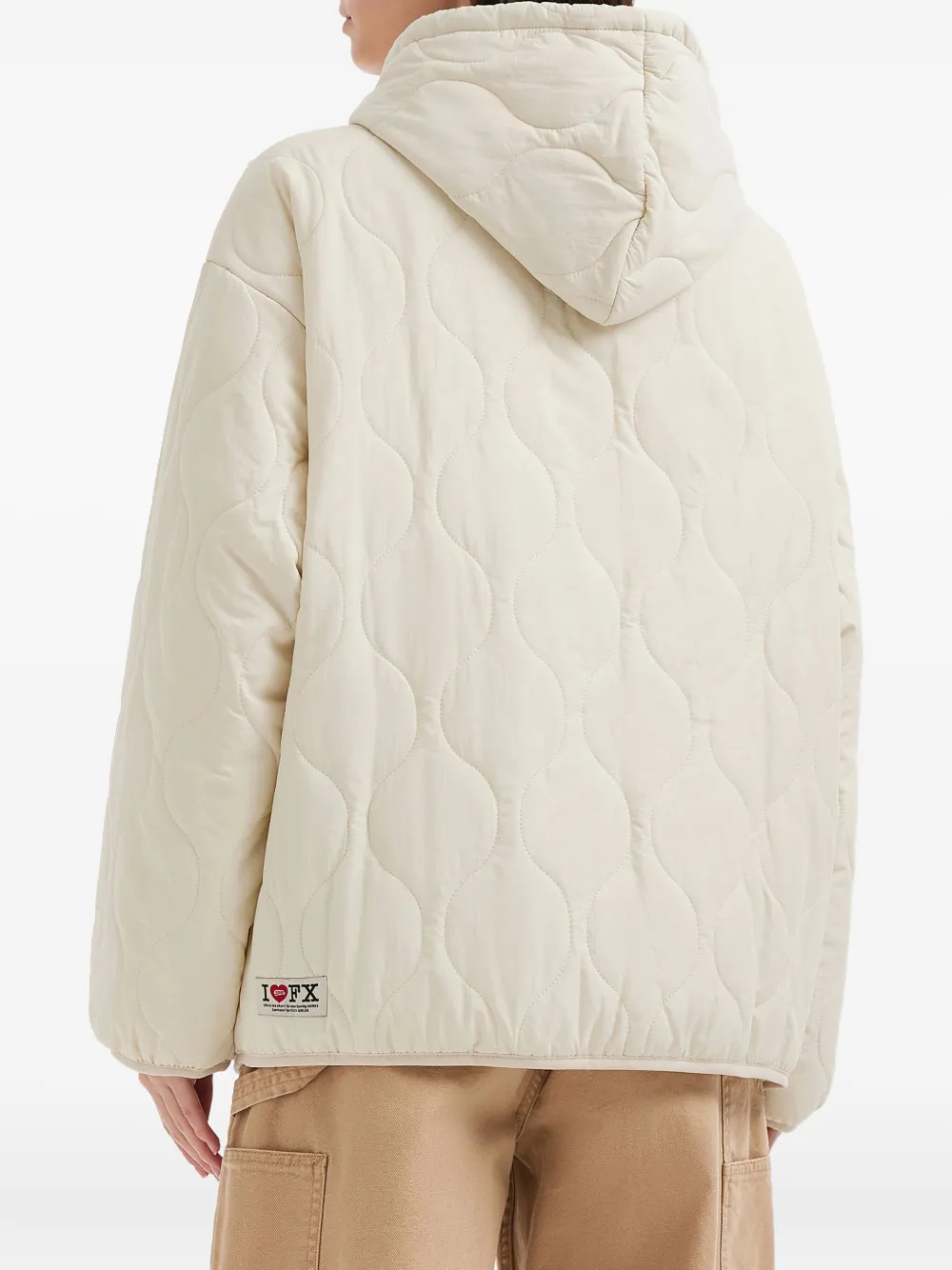 Fingercroxx Quilted Hooded Jacket In Neutral