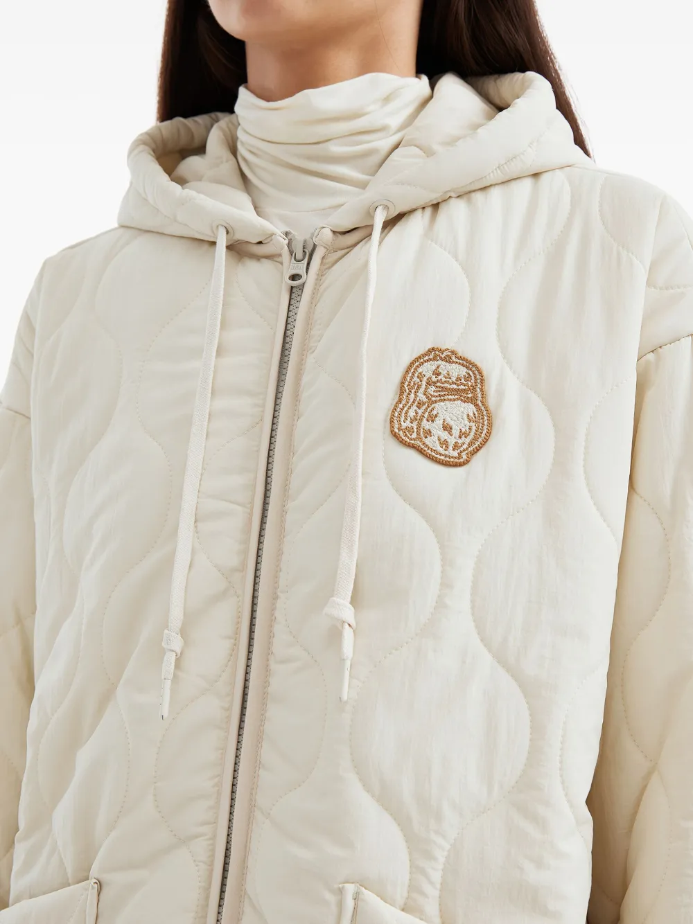 Fingercroxx Quilted Hooded Jacket In Neutral
