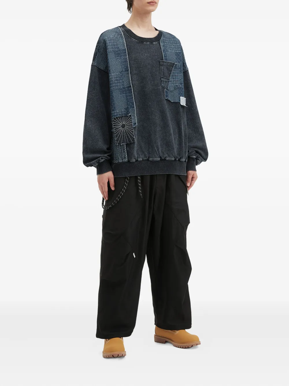 Musium Div. patchwork pocket sweatshirt - Zwart