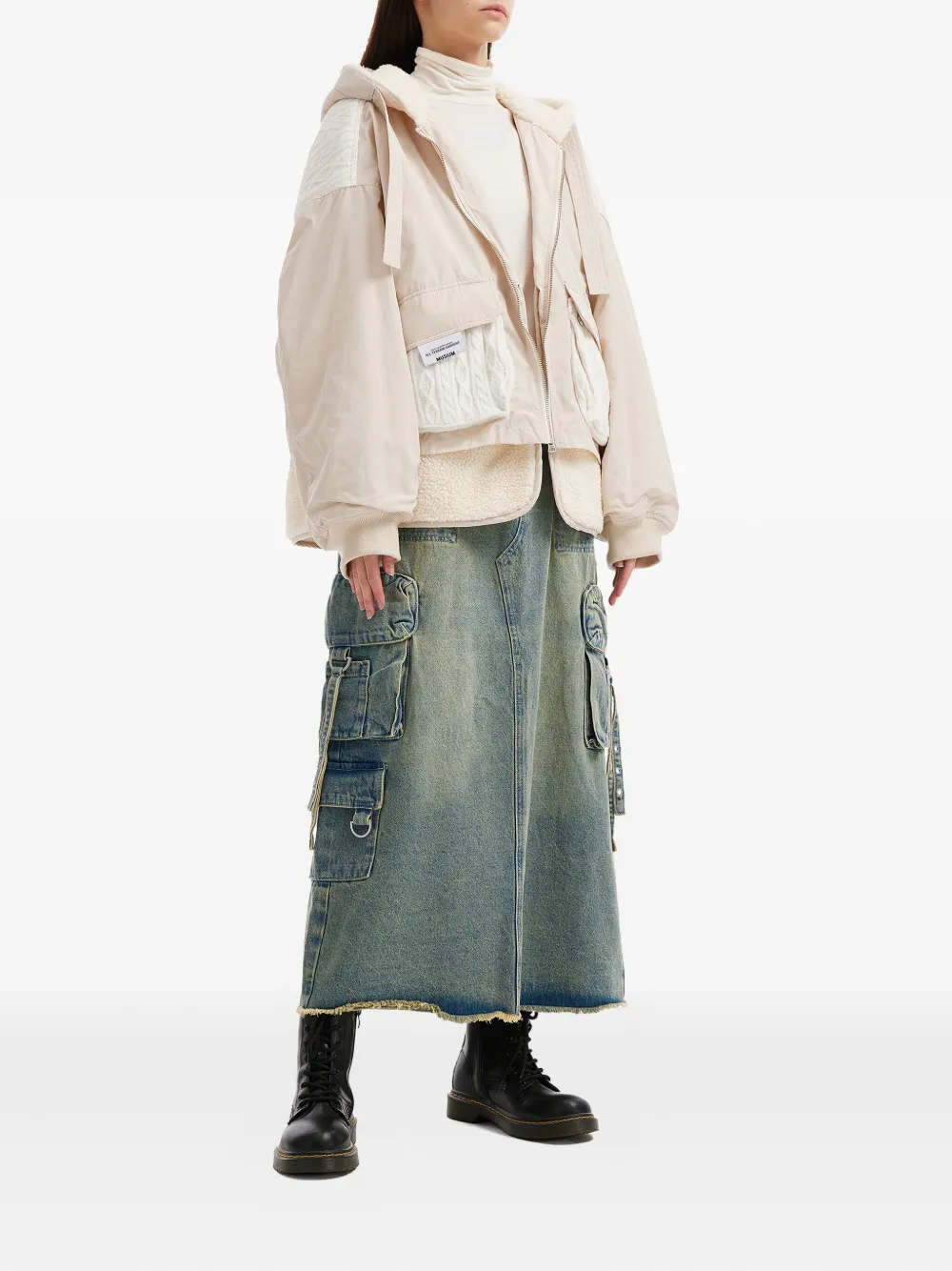 Musium Div. Cargo Frayed Midi Skirt In Multi