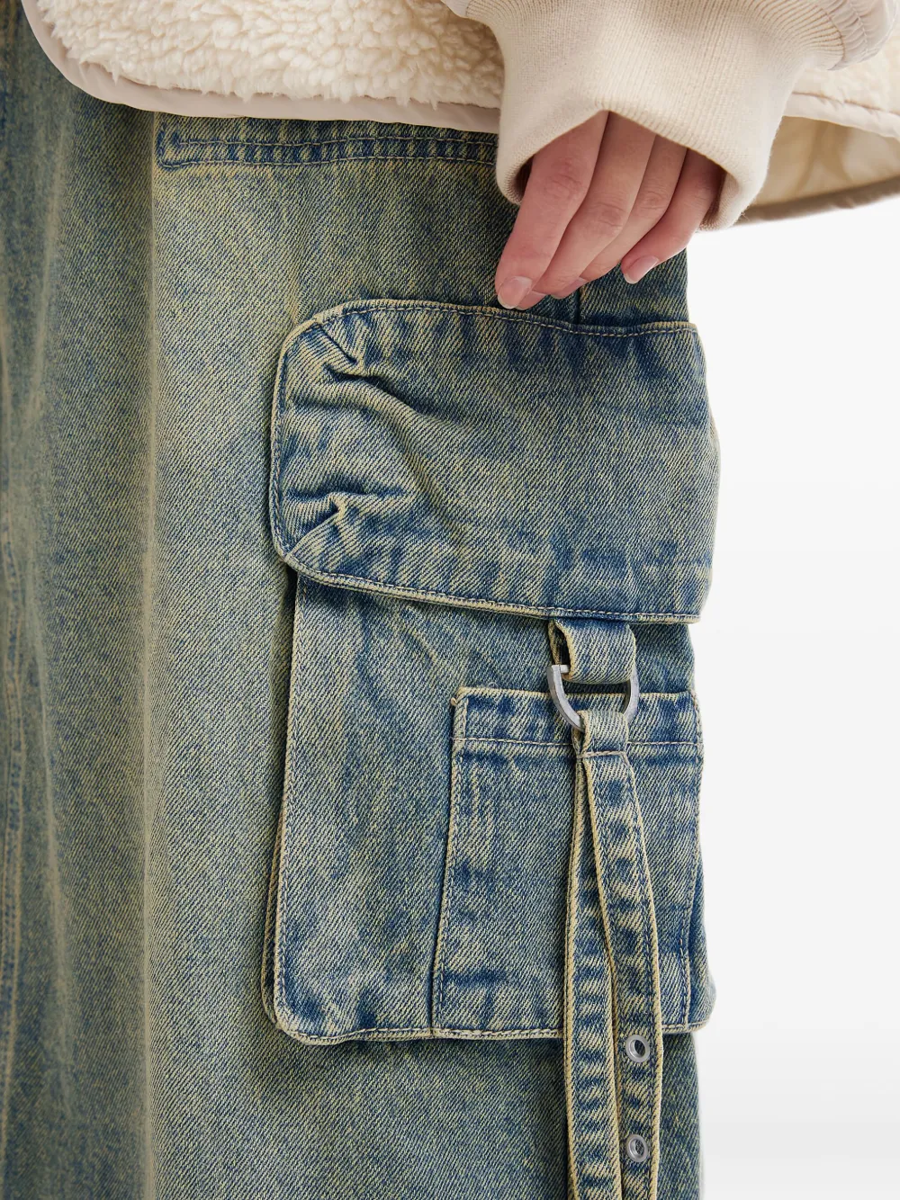 Musium Div. Cargo Frayed Midi Skirt In Multi