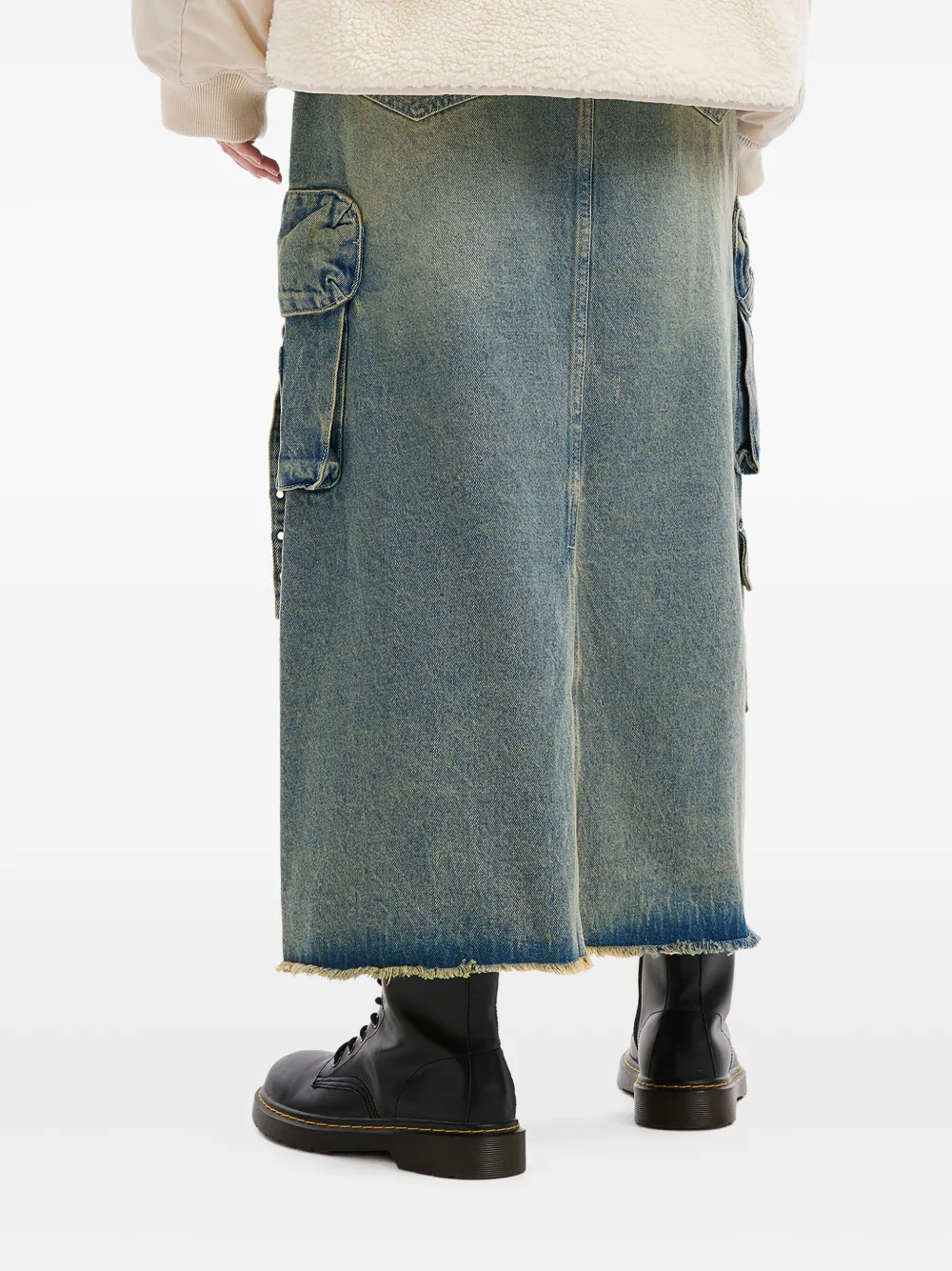 Musium Div. Cargo Frayed Midi Skirt In Multi