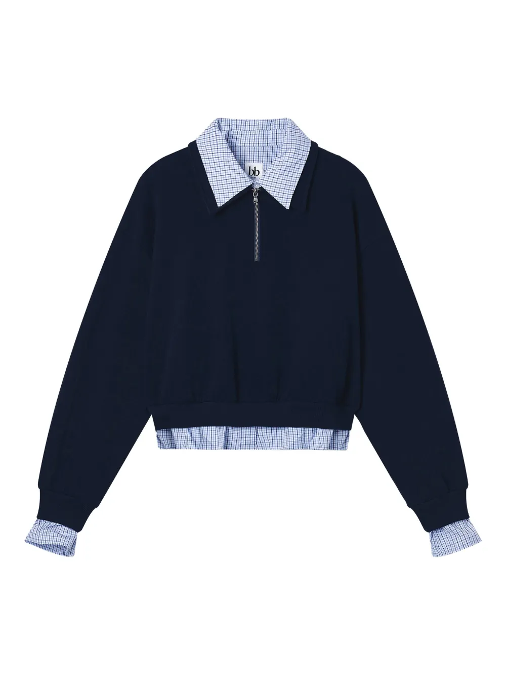 b+ab collared zip top | Blue | Image 1