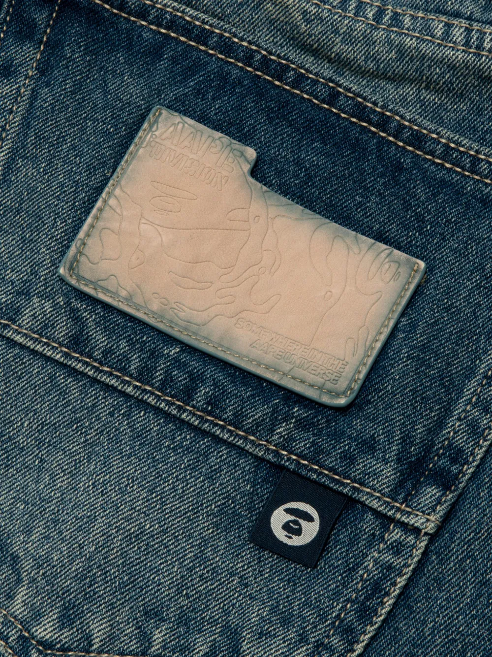 Aape By A Bathing Ape Elasticated Logo-patch Jeans In Blue