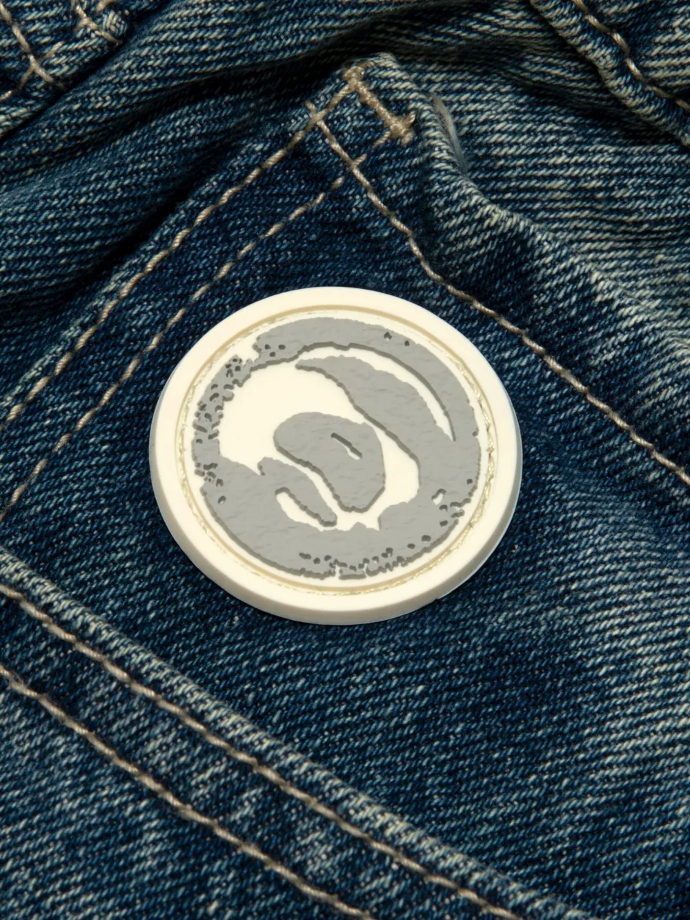 Aape By A Bathing Ape Elasticated Logo-patch Jeans In Blue
