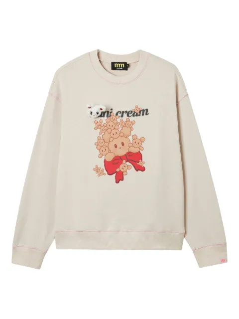 Mini Cream sudadera con aplique gráfico