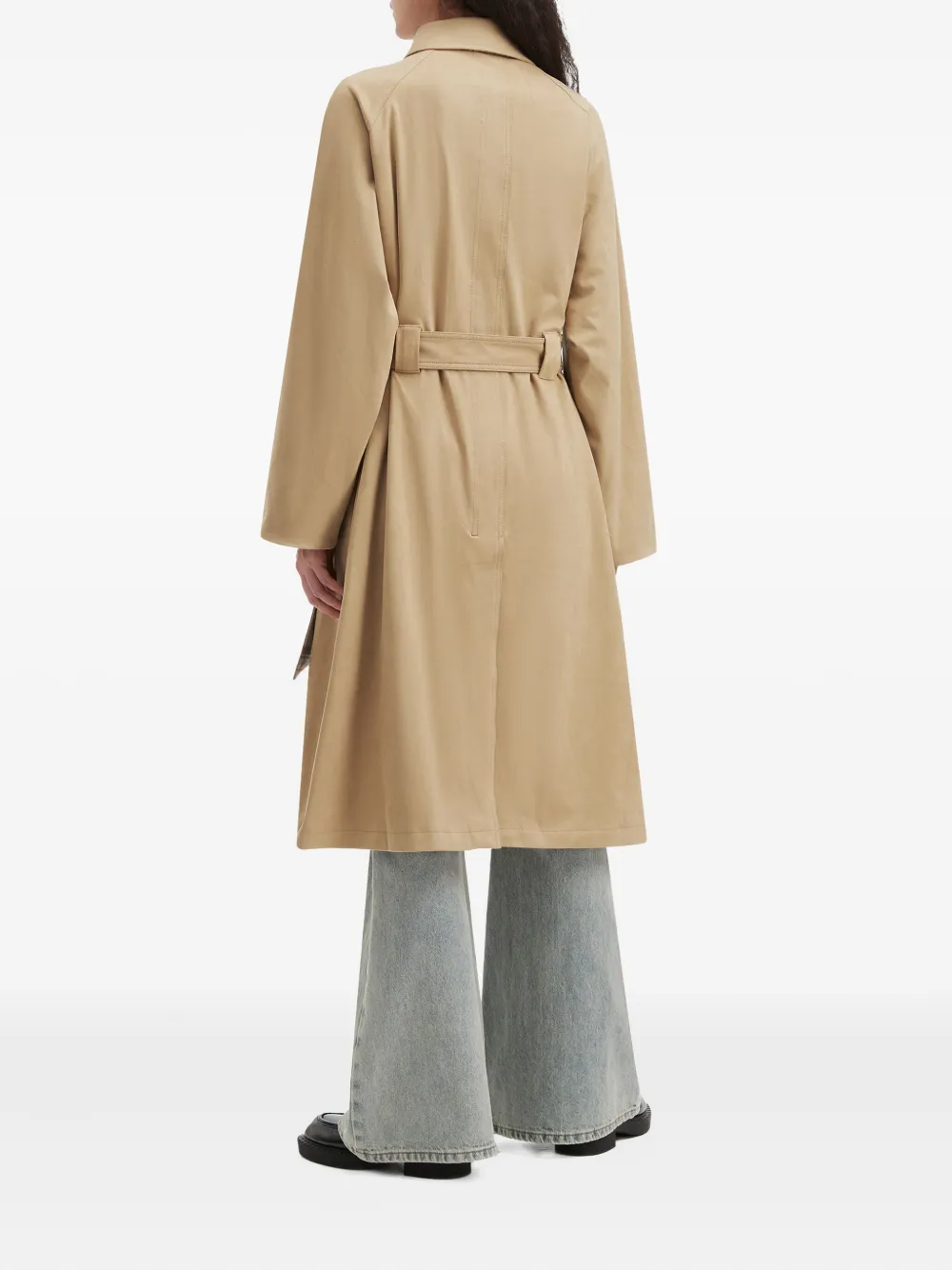 B+ab Double-breasted Belted Coat In Neutral