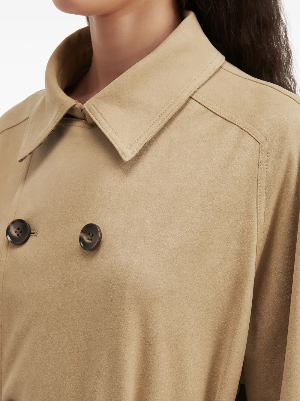 B+ab Double-breasted Belted Coat In Neutral
