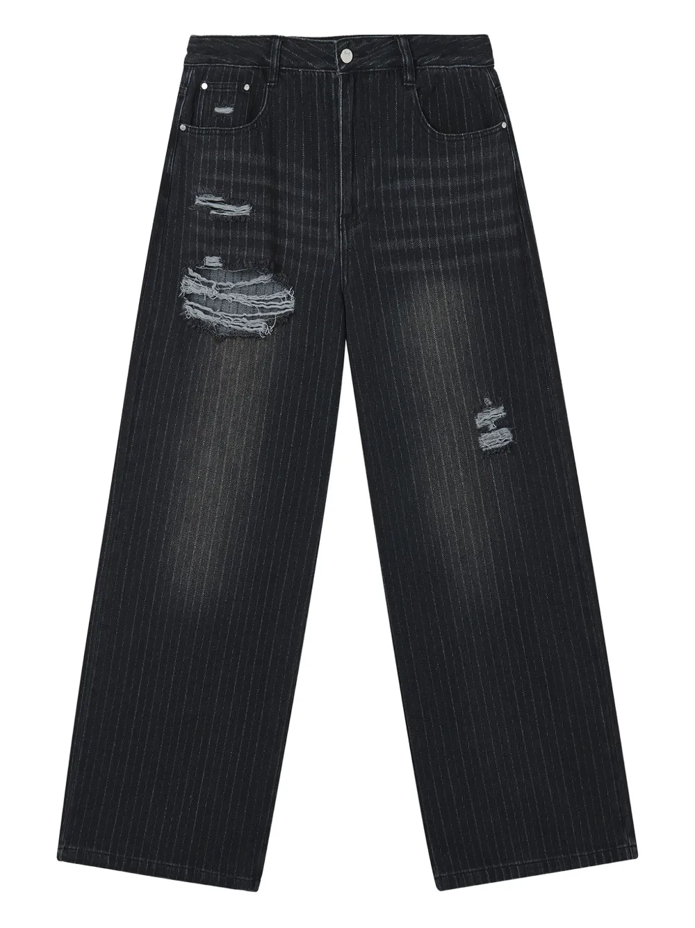 tout a coup ripped pinstripe denim - ブラック tout a coup ripped pinstripe denim - ブラック
