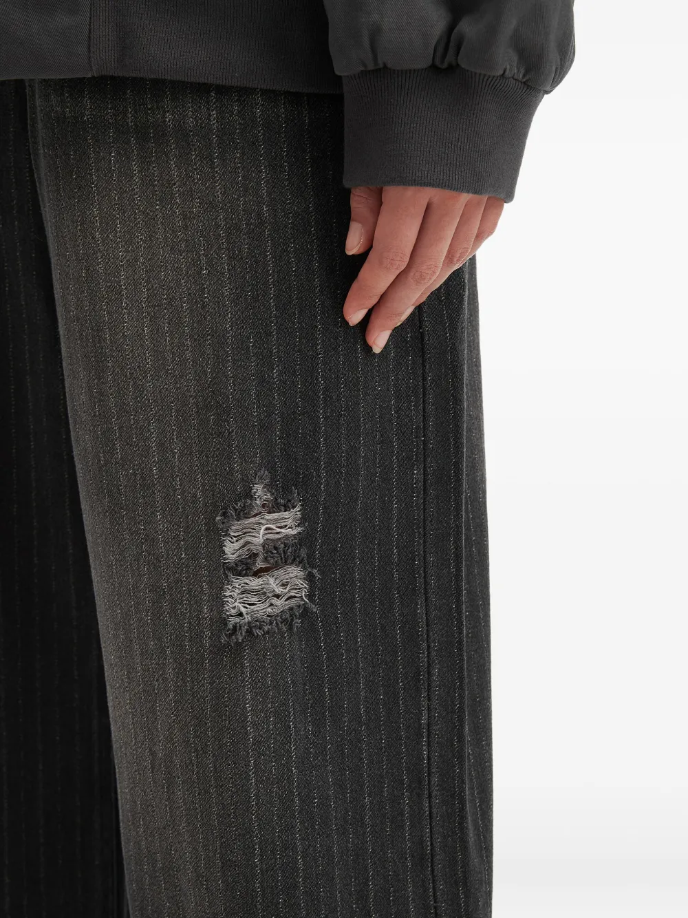 tout a coup Gerafeld denim met krijtstreep Zwart