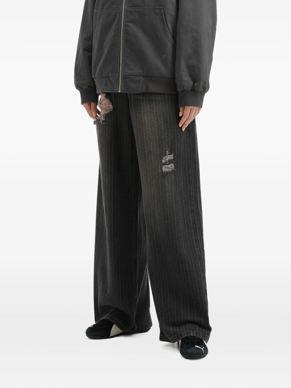 tout a coup Gerafeld denim met krijtstreep Zwart