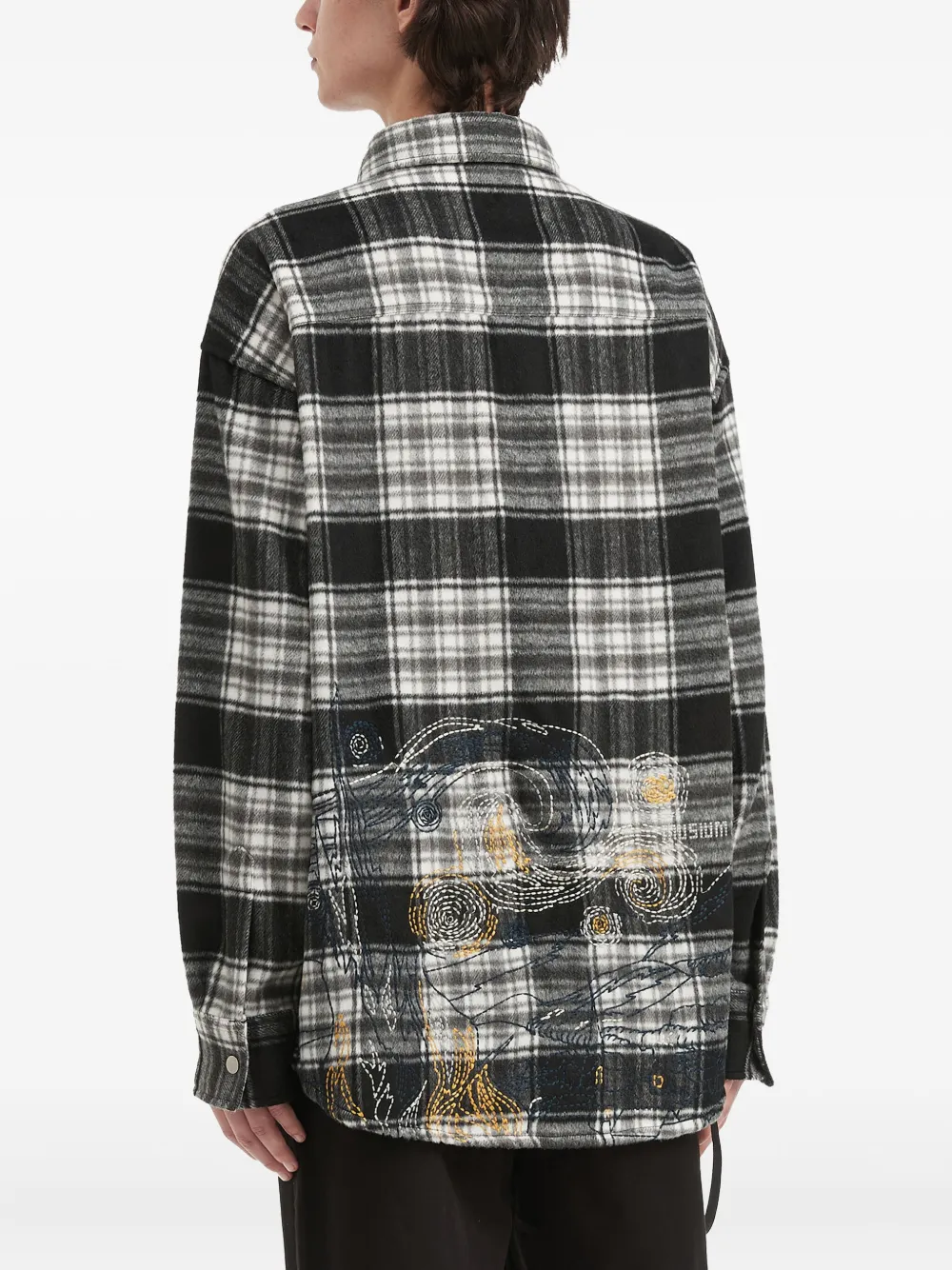 Musium Div. Geruit overhemd met applicatie Zwart