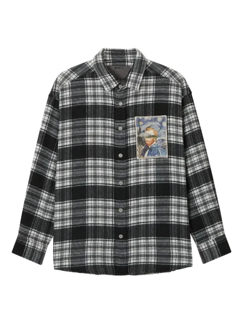Musium Div. check-patterned appliqué shirt