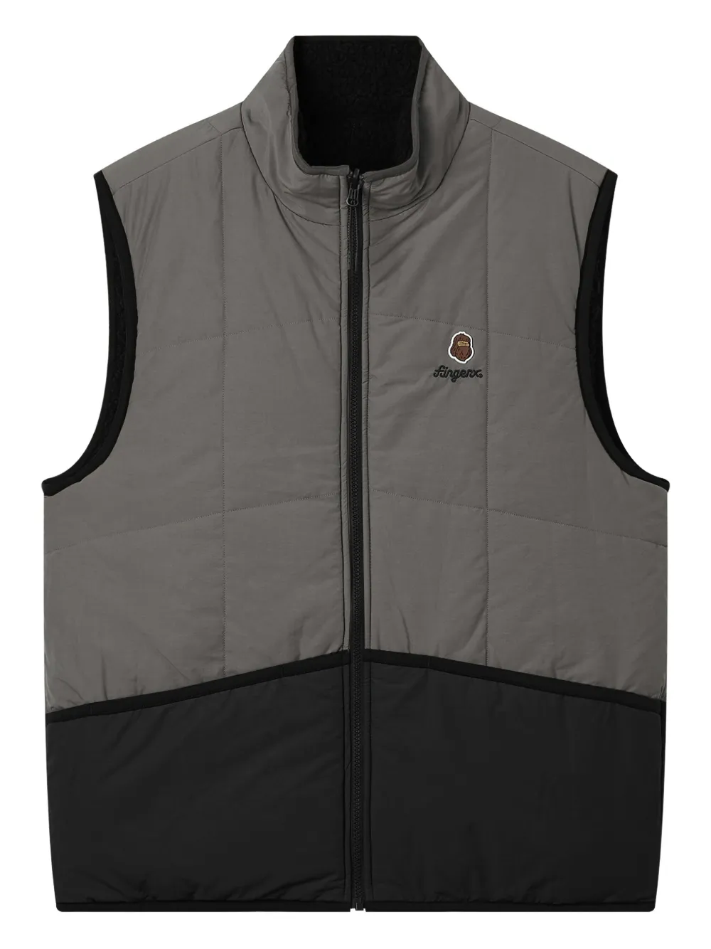 FINGERCROXX zip-up panelled gilet | Black | Image 1