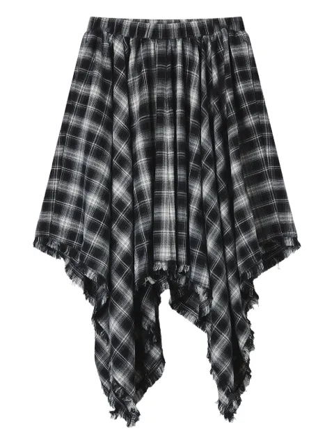 b+ab plaid fringed midi skirt