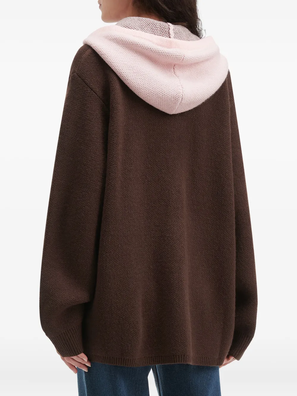 B+ab Hooded Zip Cardigan In Brown