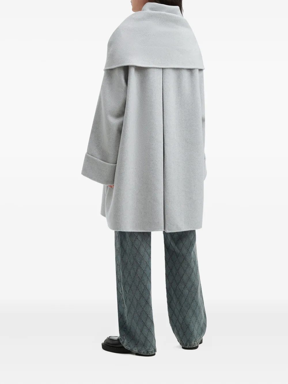 B+ab Tie-neck Button Coat In Gray