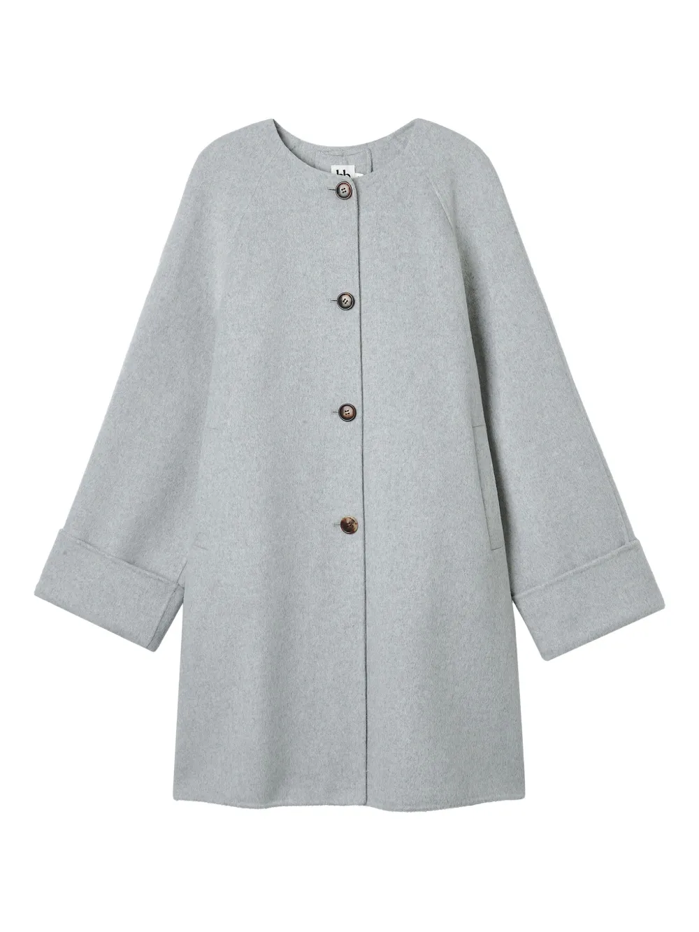 B+ab Tie-neck Button Coat In Gray