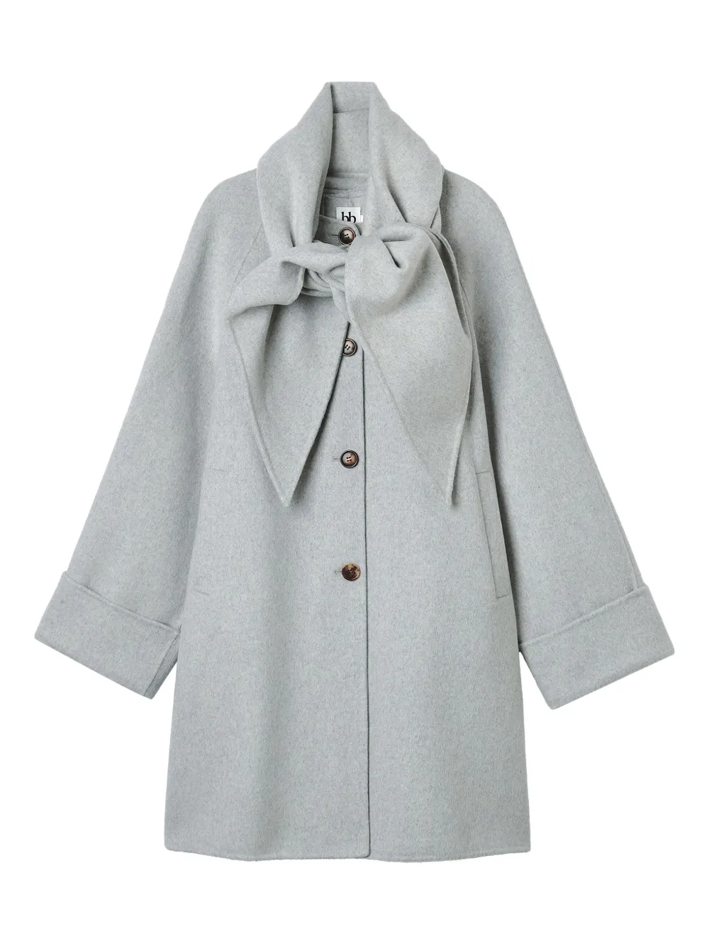 B+ab Tie-neck Button Coat In Gray