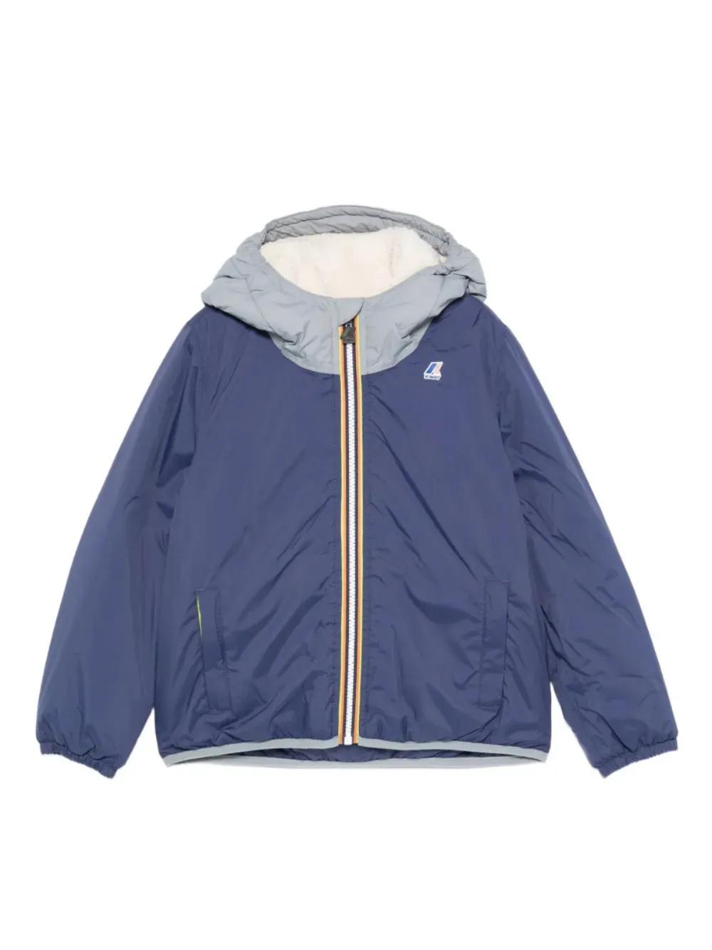 K-way Hooded Two-tone Jacket In Blue