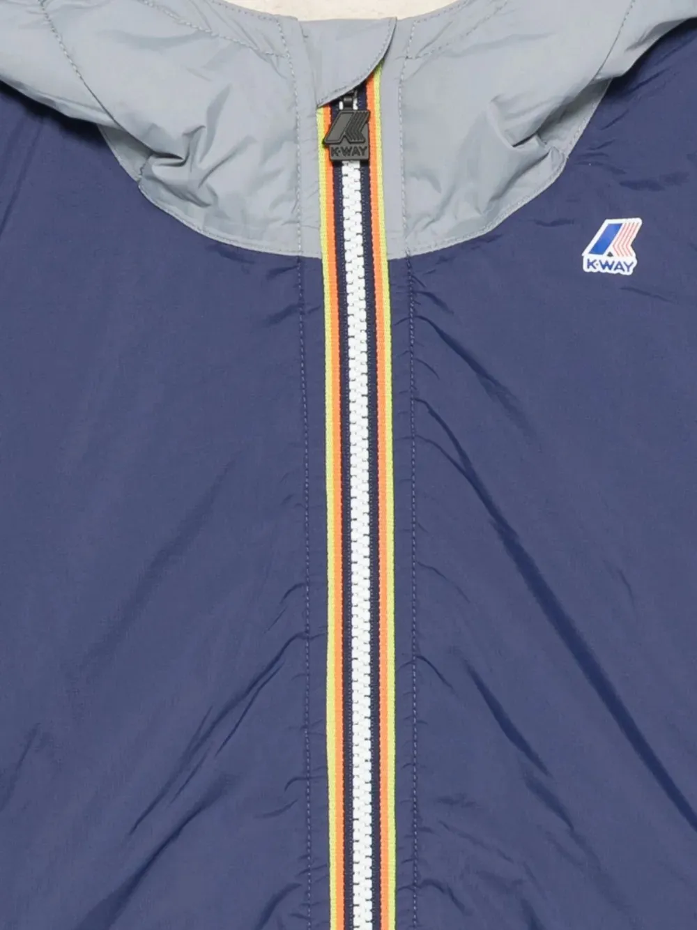 K-way Hooded Two-tone Jacket In Blue