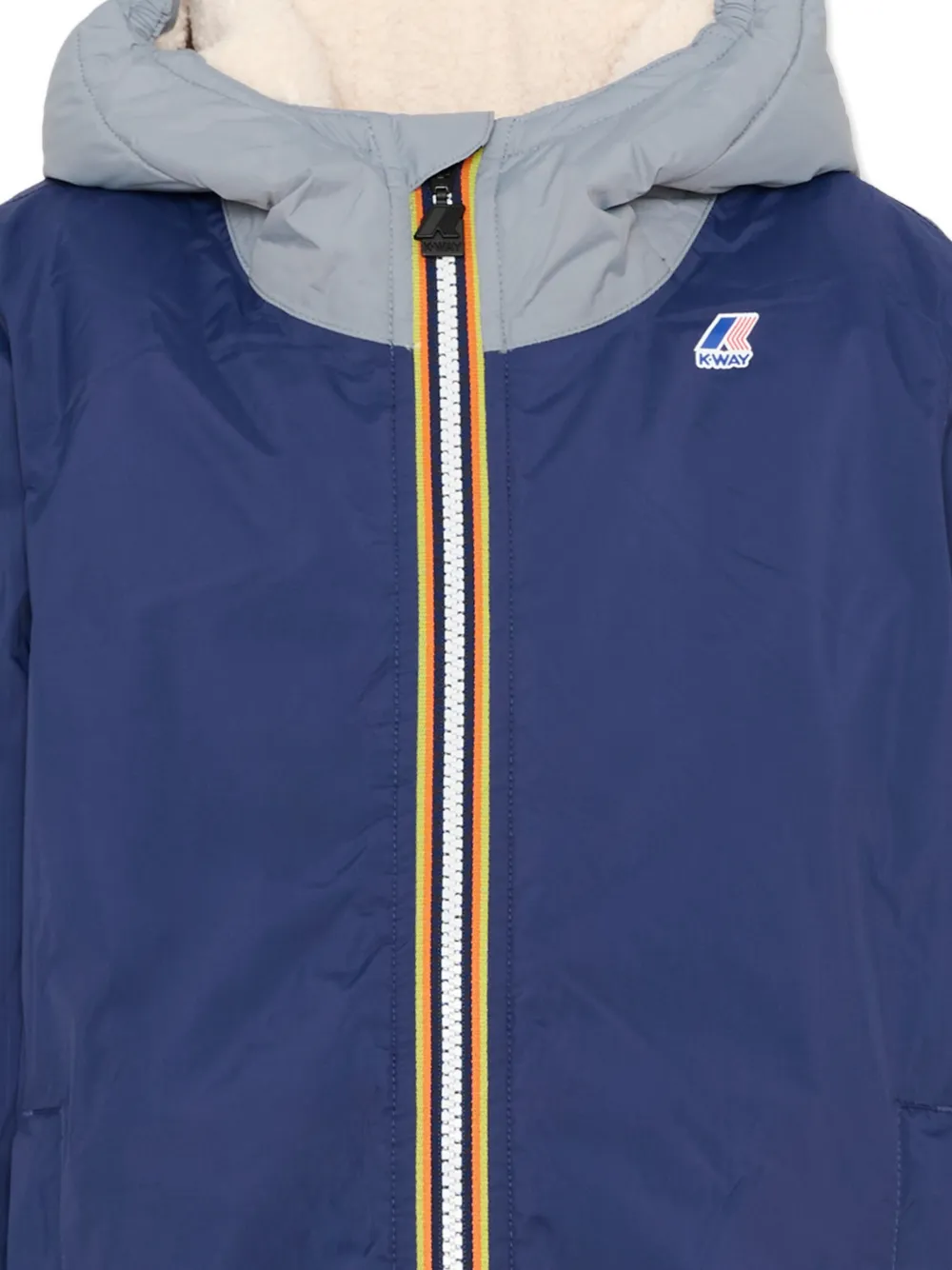 K Way Kids Tweekleurig jack met capuchon Blauw