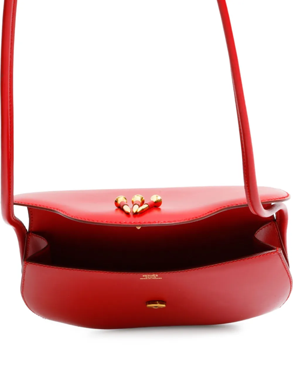 Pre-owned Hermes 1970-1990s Leather Cross Body Bag In Red