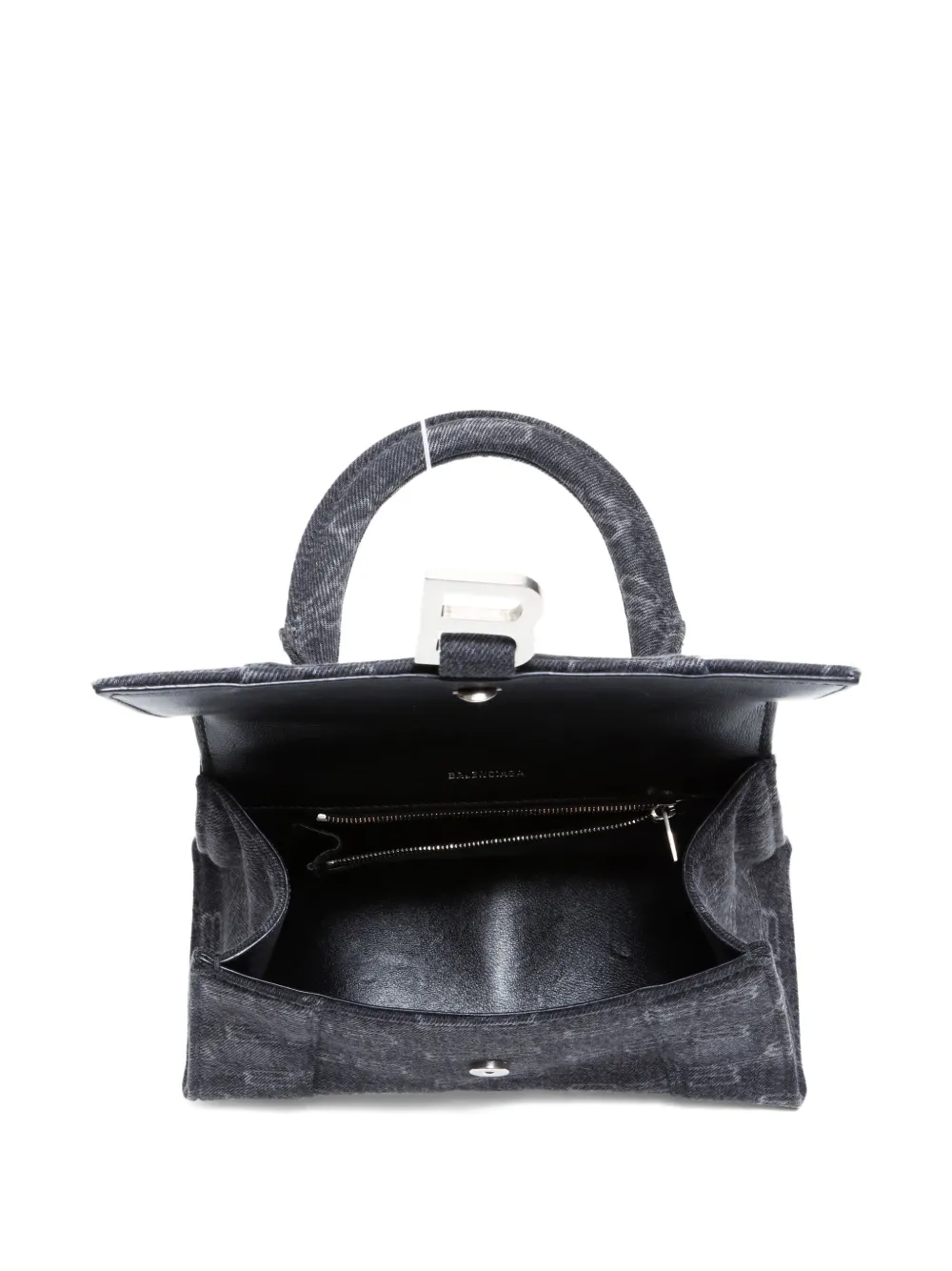 Pre-owned Balenciaga 2010-2025s Small Hourglass Logo-plaque Tote Bag In Black
