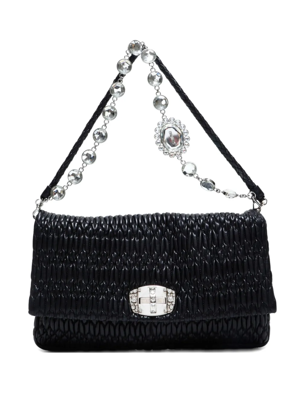 Miu Miu Pre-Owned 2010s matelassé crystal shoulder bag | Black | Image 1