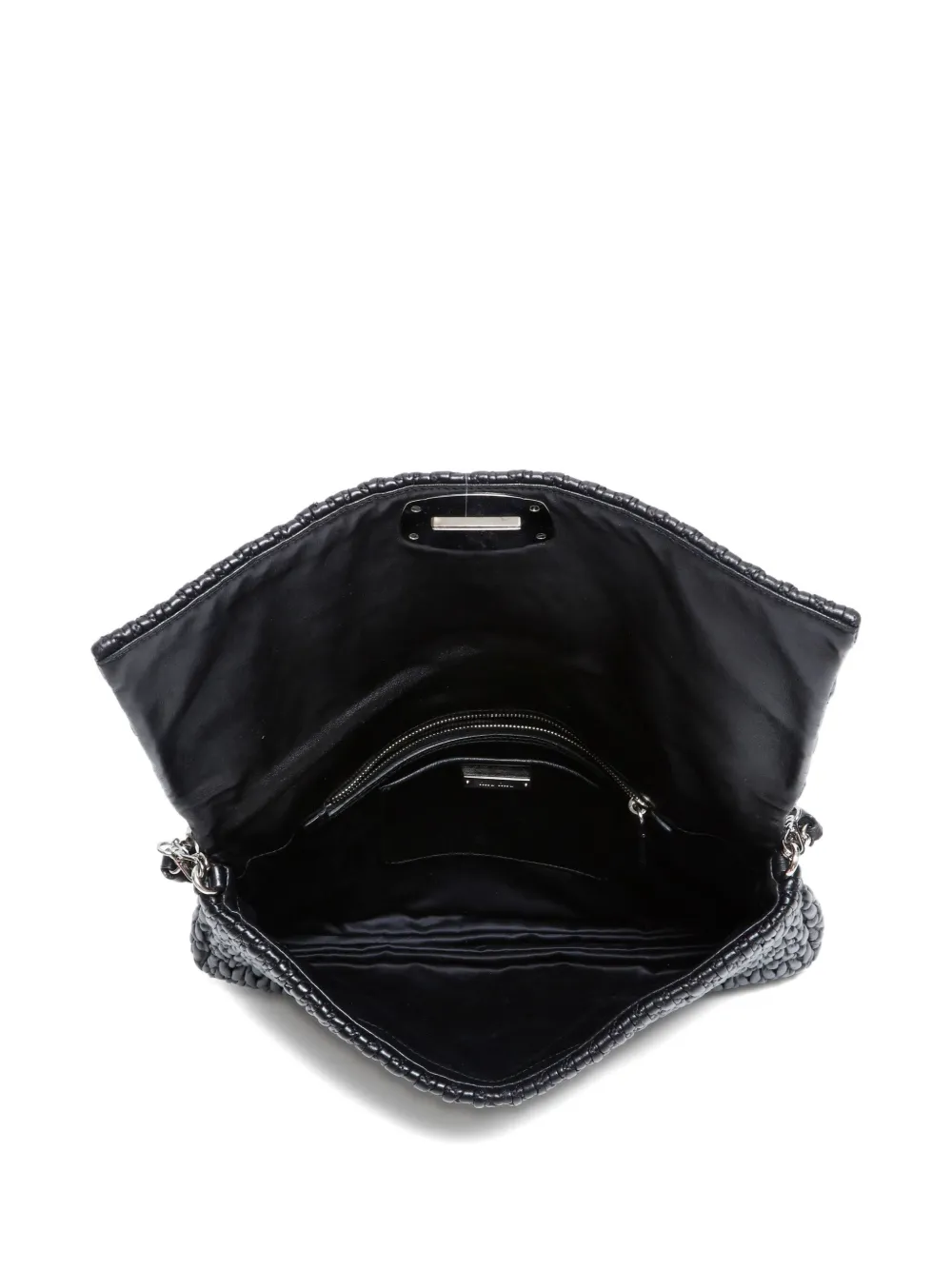 Pre-owned Miu Miu 2010s Matelassé Crystal Shoulder Bag In Black