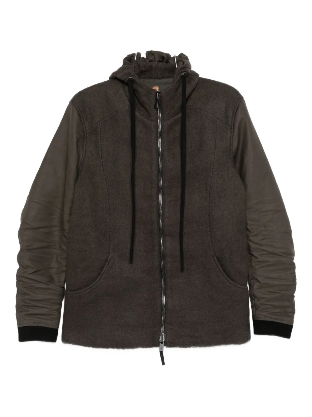 Layer Zero panelled hooded jacket | Brown | Image 1