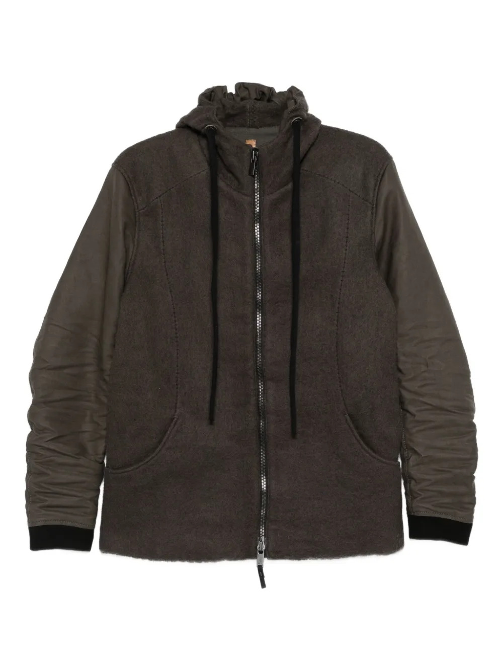 Layer Zero panelled hooded jacket | Brown | Image 1