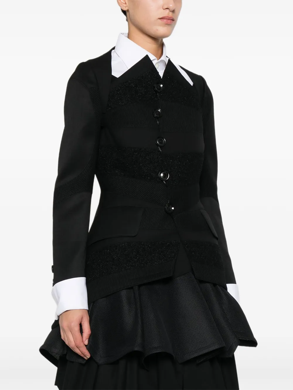 Shiro Sakai Donsjack met textuur Zwart