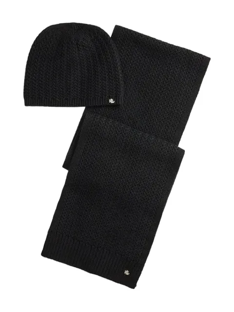 Lauren Ralph Lauren textured logo-detail scarf and beanie hat