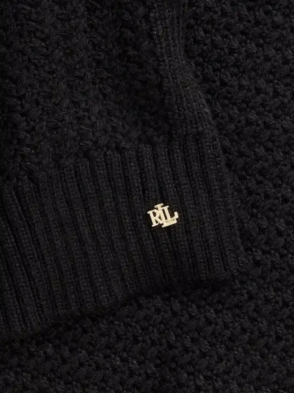 Lauren Ralph Lauren textured logo-detail scarf and beanie hat - Zwart